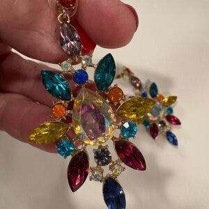 Multicolor Gemstone Statement Earrings